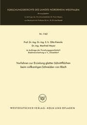 Cover von Verfahren zur Erzielung glatter Schnittflächen beim vollkantigen Schneiden von Blech