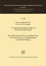 Cover von Der Einfluß chemisch aktiver und inaktiver Gase bei der Behandlung von Stahloberflächen in der Glimmentladung