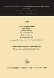 Cover von Chemische Beiträge zur Metallurgie des Magnesiums und seiner Legierungen