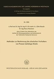 Cover von Methoden zur Bestimmung des elastischen Verhaltens von Pressen beliebiger Breite