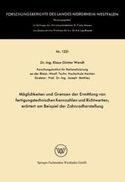 Cover von Möglichkeiten und Grenzen der Ermittlung von fertigungstechnischen Kennzahlen und Richtwerten