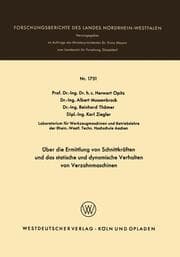 Cover von Über die Ermittlung von Schnittkräften und das statistische und dynamische Verhalten von Verzahnmaschinen