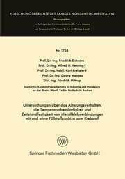 Cover von Untersuchungen über das Alterungsverhalten, die Temperaturbeständigkeit und Zeitstandfestigkeit von Metallklebverbindungen