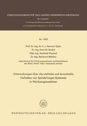 Cover von Untersuchungen über das statische und dynamische Verhalten von Spindel-Lager-Systemen in Werkzeugmaschinen