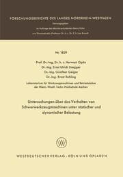 Cover von Untersuchungen über das Verhalten von Schwerwerkzeugmaschinen unter statischer und dynamischer Belastung
