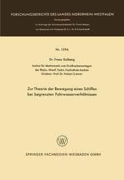 Cover von Zur Theorie der Bewegung eines Schiffes bei begrenzten Fahrwasserverhältnissen