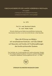 Cover von Über die Wirkung von Bädern mit verschiedenem Kochsalz- und CO2-Gehalt auf Gesunde und Kranke mit Funktionsstörungen des kardio-pulmonalen Systems