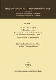 Cover von Über die Reaktionen von Äthan in einer Glimmentladung
