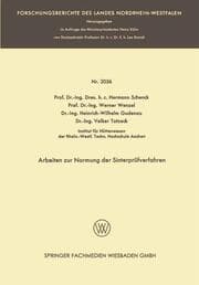 Cover von Arbeiten zur Normung der Sinterprüfverfahren