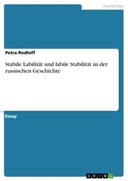 Cover von Stabile Labilität und labile Stabilität in der russischen Geschichte