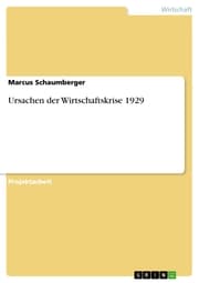 Cover von Ursachen der Wirtschaftskrise 1929