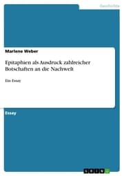Cover von Epitaphien als Ausdruck zahlreicher Botschaften an die Nachwelt