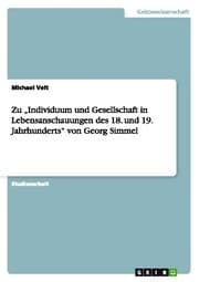 Cover von Zu Individuum und Gesellschaft in Lebensanschauungen des 18. und 19. Jahrhunderts von Georg Simmel