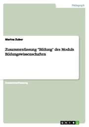 Cover von Zusammenfassung 'Bildung' des Moduls Bildungswissenschaften