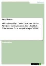 Cover von Abhandlung über Detlef Urhahnes 'Sieben Arten der Lernmotivation. Ein Überblick über zentrale Forschungskonzepte' (2008)