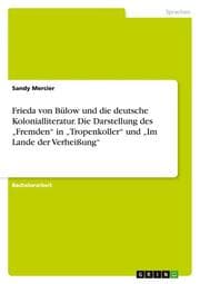 Cover von Frieda von Bülow und die deutsche Kolonialliteratur. Die Darstellung des Fremden in Tropenkoller und Im Lande der Verheißung