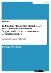 Cover von Historismus, Klassizismus, Jugendstil, Art Deco und der Funktionalismus. Vergleichende Erläuterungen diverser Architekturepochen