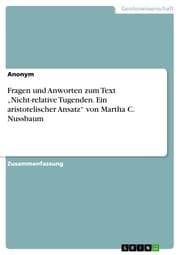 Cover von Fragen und Anworten zum Text 'Nicht-relative Tugenden. Ein aristotelischer Ansatz' von Martha C. Nussbaum