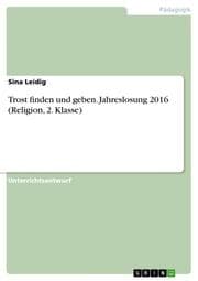 Cover von Trost finden und geben. Jahreslosung 2016 (Religion, 2. Klasse)