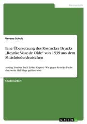 Cover von Eine Übersetzung des Rostocker Drucks Reynke Vosz de Olde von 1539 aus dem Mittelniederdeutschen