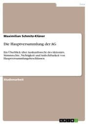 Cover von Die Hauptversammlung der AG