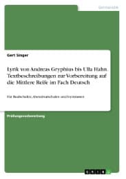 Cover von Lyrik von Andreas Gryphius bis Ulla Hahn. Textbeschreibungen zur Vorbereitung auf die Mittlere Reife im Fach Deutsch