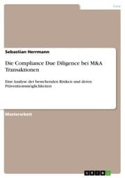 Cover von Die Compliance Due Diligence bei M&A Transaktionen