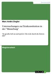 Cover von Untersuchungen zur Textkonstitution in der 'Minneburg'