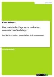 Cover von Das lateinische Deponens und seine romanischen Nachfolger