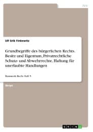 Cover von Grundbegriffe des bürgerlichen Rechts. Besitz und Eigentum, Privatrechtliche Schutz- und Abwehrrechte, Haftung für unerlaubte Handlungen
