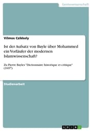 Cover von Ist der Aufsatz von Bayle über Mohammed ein Vorläufer der modernen Islamwissenschaft?