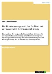 Cover von Die Pensionszusage und das Problem mit der verdeckten Gewinnausschüttung