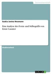 Cover von Eine Analyse des Form- und Stilbegriffs von Ernst Cassirer