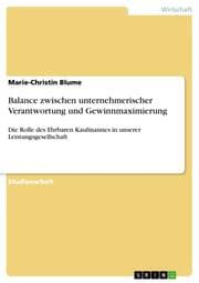 Cover von Balance zwischen unternehmerischer Verantwortung und Gewinnmaximierung