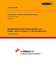 Cover von Methodenkritische Stellungnahme zur Studie Aint no makin it von Jay MacLeod