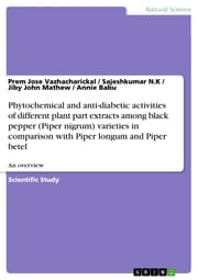 Cover von Phytochemical and anti-diabetic activities of different plant part extracts among black pepper (Piper nigrum) varieties in comparison with Piper longum and Piper betel