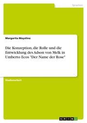 Cover von Die Konzeption, die Rolle und die Entwicklung des Adson von Melk in Umberto Ecos 'Der Name der Rose'