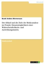 Cover von Der Ablauf und die Ziele der Risikoanalyse im Projekt. Einsatzmöglichkeit einer Wahrscheinlichkeits- und Auswirkungsmatrix