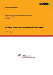 Cover von Did David Ricardo discover comparative advantage?