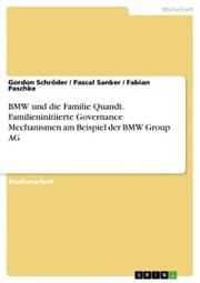 Cover von BMW und die Familie Quandt. Familieninitiierte Governance Mechanismen am Beispiel der BMW Group AG
