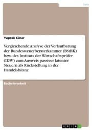 Cover von Vergleichende Analyse der Verlautbarung der Bundessteuerberaterkammer (BStBK) bzw. des Instituts der Wirtschaftsprüfer (IDW) zum Ausweis passiver latenter Steuern als Rückstellung in der Handelsbilanz