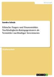 Cover von Ethische Fragen und Finanzmärkte. Nachhaltigkeits-Ratingagenturen als Vermittler nachhaltiger Investments