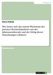 Cover von Wie lassen sich das rasante Wachstum des privaten Hochschulsektors seit der Jahrtausendwende und der Erfolg dieser Einrichtungen erklären?