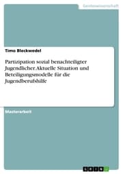 Cover von Partizipation sozial benachteiligter Jugendlicher. Aktuelle Situation und Beteiligungsmodelle für die Jugendberufshilfe