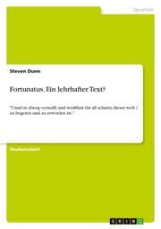 Cover von Fortunatus. Ein lehrhafter Text?