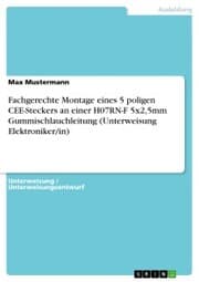 Cover von Fachgerechte Montage eines 5 poligen CEE-Steckers an einer H07RN-F 5x2,5mm Gummischlauchleitung (Unterweisung Elektroniker/in)