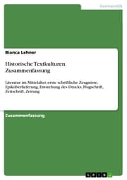 Cover von Historische Textkulturen. Zusammenfassung