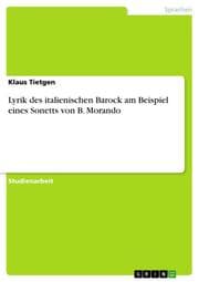 Cover von Lyrik des italienischen Barock am Beispiel eines Sonetts von B. Morando