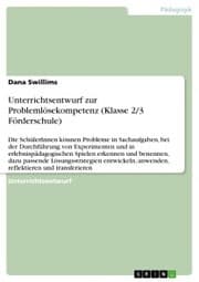 Cover von Unterrichtsentwurf zur Problemlösekompetenz (Klasse 2/3 Förderschule)