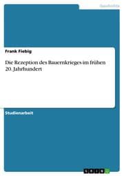 Cover von Die Rezeption des Bauernkrieges im frühen 20. Jahrhundert